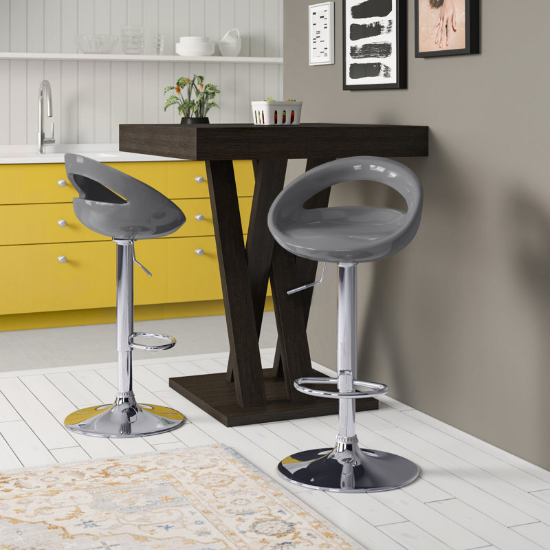 Lakisha Swivel Adjustable Height Counter Stool with Metal Frame, Silver