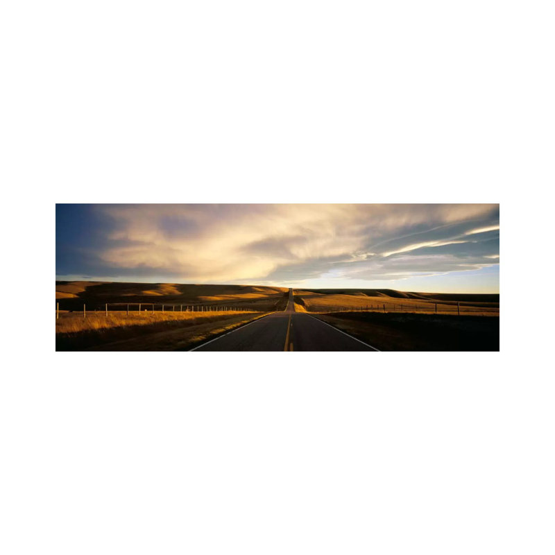 Country Road, Montana, USA by Panoramic Images - Wrapped Canvas Panoramic Print, 30.48 cm H x 91.44 cm W x 1.91 cm D