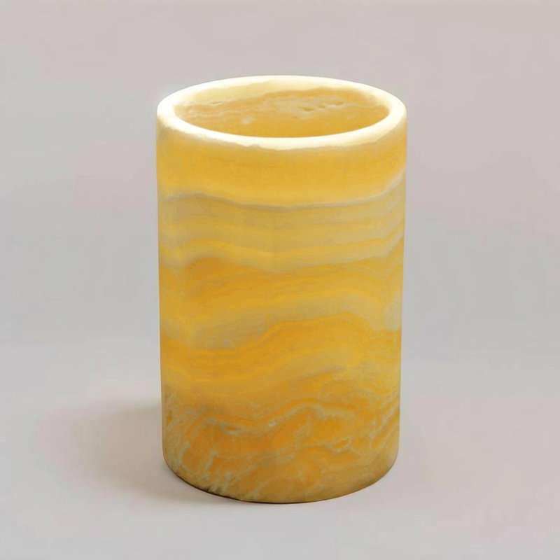 Porte-bougie Onyx, H 6 po x l 4 po x P 4 po, Jaune