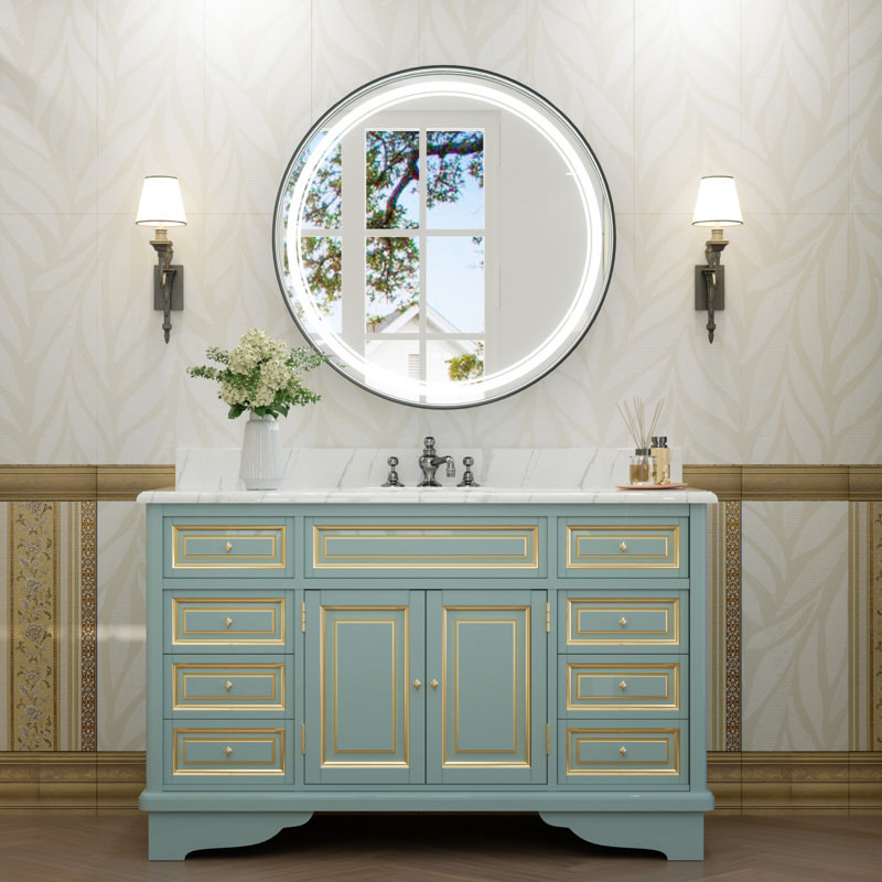 Miroir mural rond Lawnmount , 30 po x 30 po, Noir