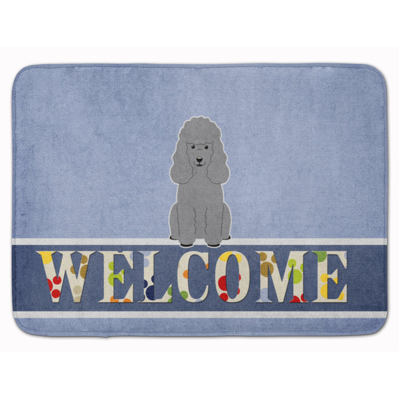 Tapis de bain Poodle Welcome, Argent