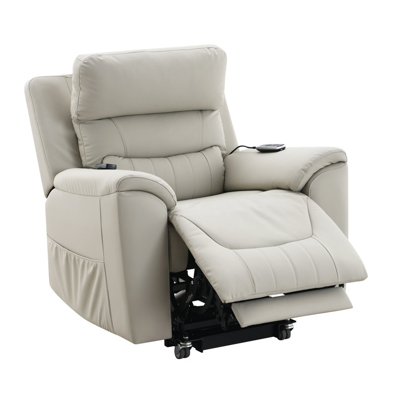 Fauteuil inclinable électrique en cuir synthétique gris clair Marsha