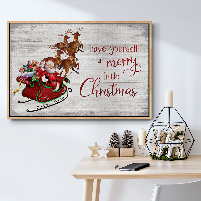 «Merry Little Christmas», reproduction d'art sur toile, H 27 po x l 41 po x P 2 po, Bois naturel