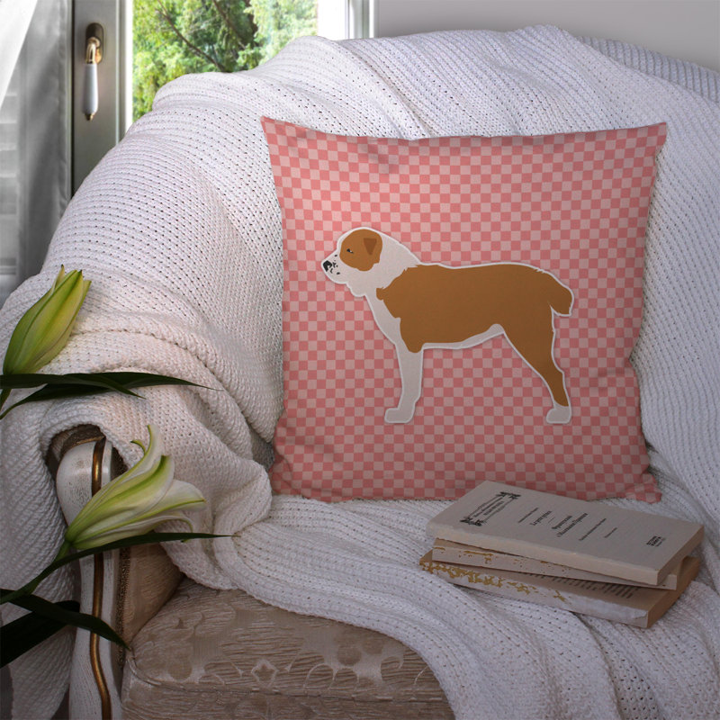 Coussin décoratif intérieur/extérieur frabic, H 14 po x l 14 po, Rose