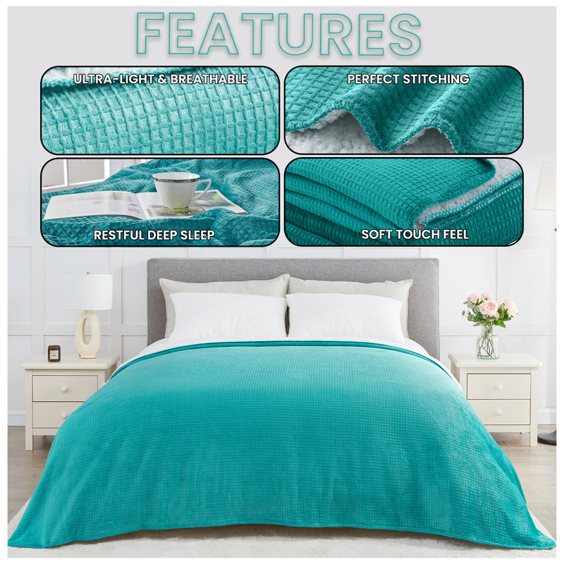 Standard Throw Blanket, Teal, W130 x L180cm