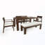 Ensemble de table de salle à manger 6 pièces avec trou pour parasol, 4 chaises et 1 banc-1282125261-1282125266