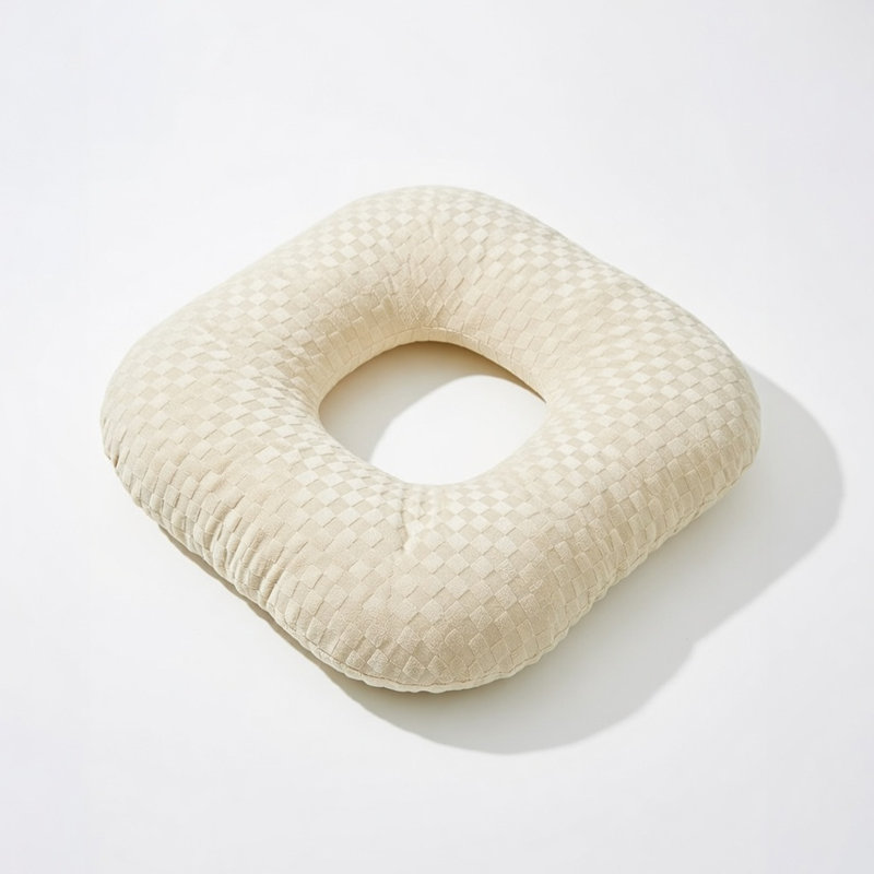 Coussin de siège en beignet doux en velours rembourré pour le soutien et l'alignement de la posture - Beige, Beige