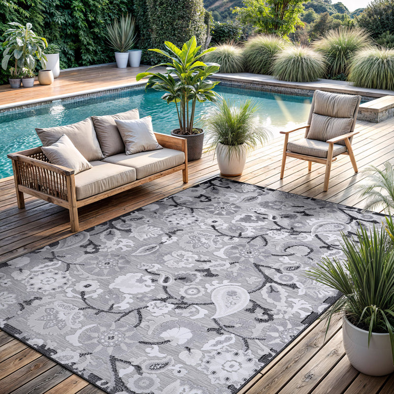 Tapis floral intérieur / extérieur, Rectangle 6 pi x 9 pi