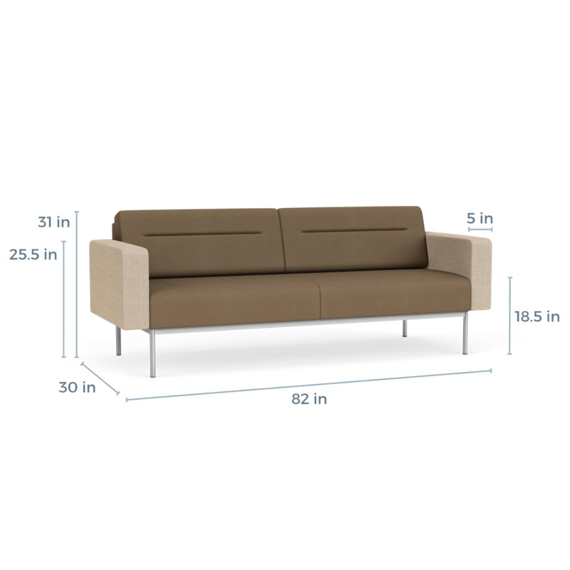 Canapé de réception Darsey, Sans alimentation, Argent argent, Patriot Plus taupe; calcaire Chambray