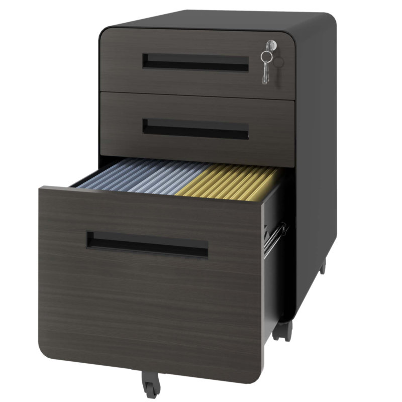 3-Drawer Mobile File Cabinet With Lock, All-Steel Metal Storage On Casters, For Home & Office, Fully Assembled, Holds A4/Letter Files