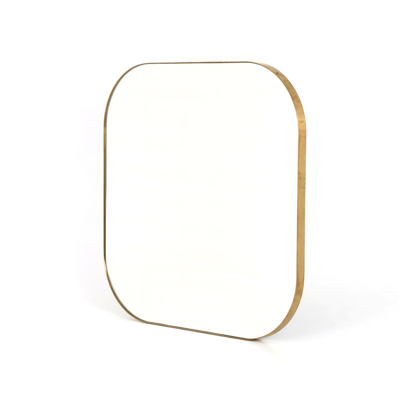 Bellvue Flat Metal Wall Mirror, 47.25" x 47.25", Polished Brass