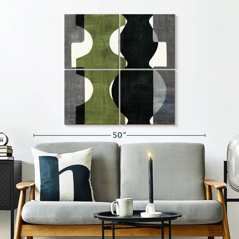 Geometric Deco With Green, H 32 po x l 32 po