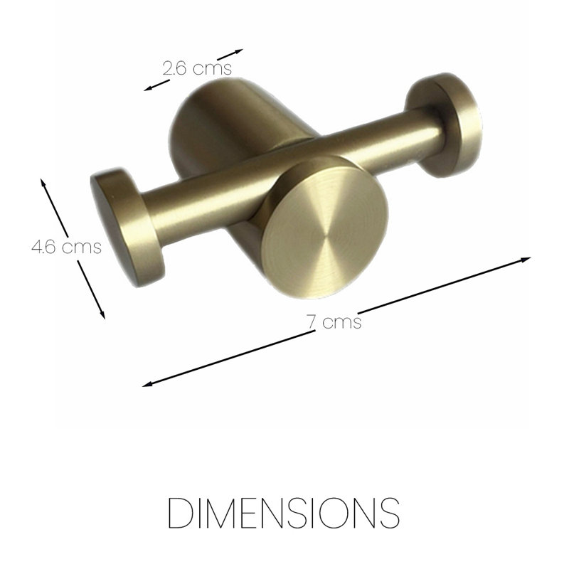  Brushed Gold Double Towel Hook - Wall Mounted, Bathroom Décor, Home Improvement/ Accessories, Double Towel Holder, Stainless Steel