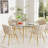 5-Piece Golden Round Glass Dining Table Set for 4-836405113-836405091