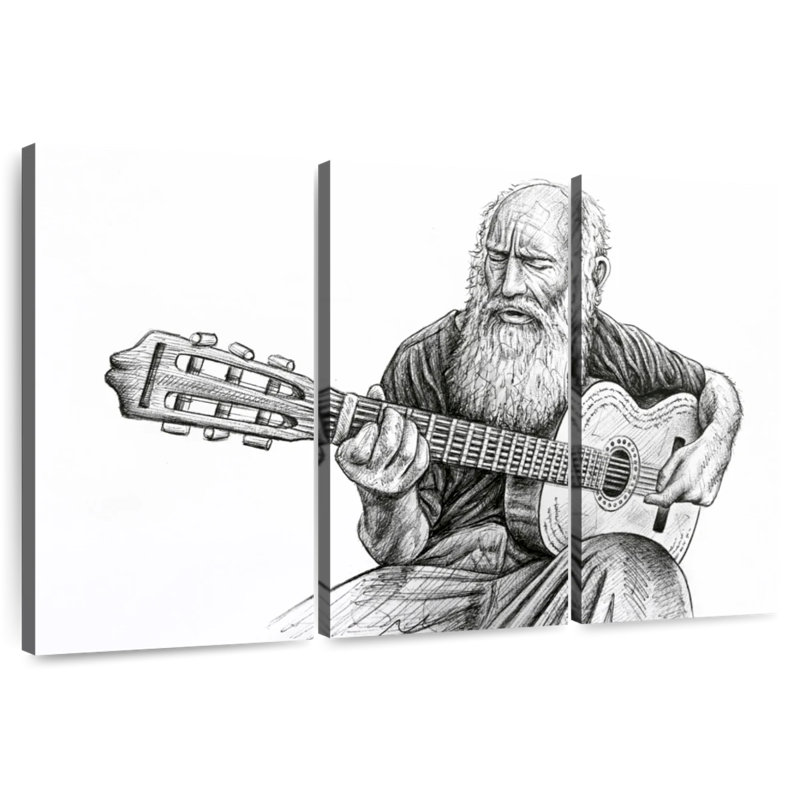 Abarca Old Man Playing, 28" H x 45" W