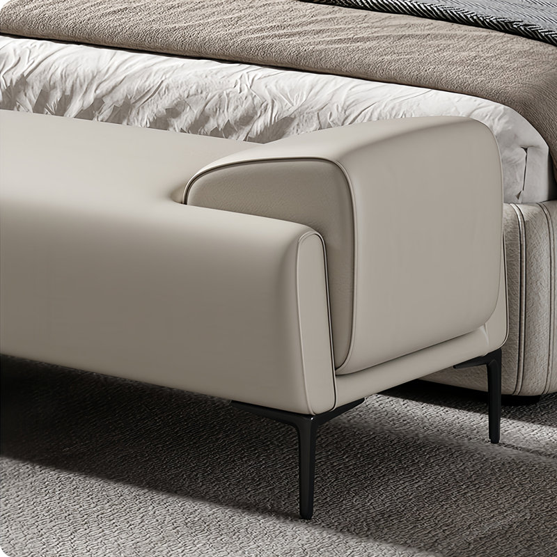 Banc de rangement Mishonda, H 17,71 po x l 59,05 po x P 17,71 po, Crème