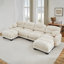 Canapé modulaire confortable à 4 places en tissu de chenille plissé avec siège ergonomique en mousse haute densité, canapé modulaire en forme de U avec 2 repose-pieds, accoudoirs arrondis arrondis et 2 coussins décoratifs ronds