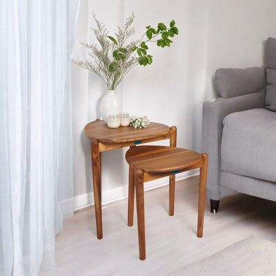 2 Piece Solid Wood Nest of Table Set