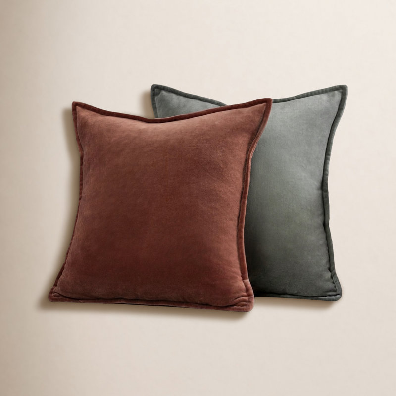 Norwin Rectangular Cotton Pillow Cover & Insert, Down, Rust, 13"H x 19"W