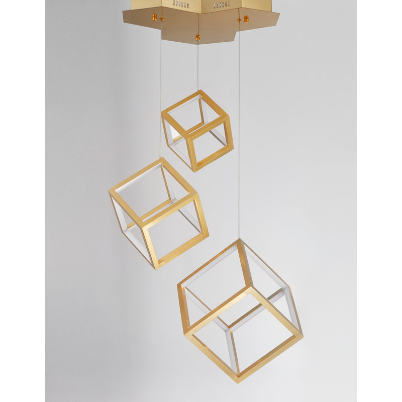 3 - Light LED Cluster Pendant, Gold