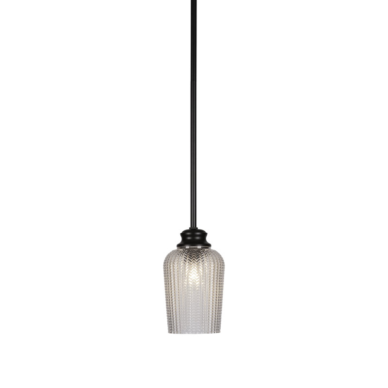 Cordova Stem Hung Pendant With 5" Glass, Matte Black, Clear