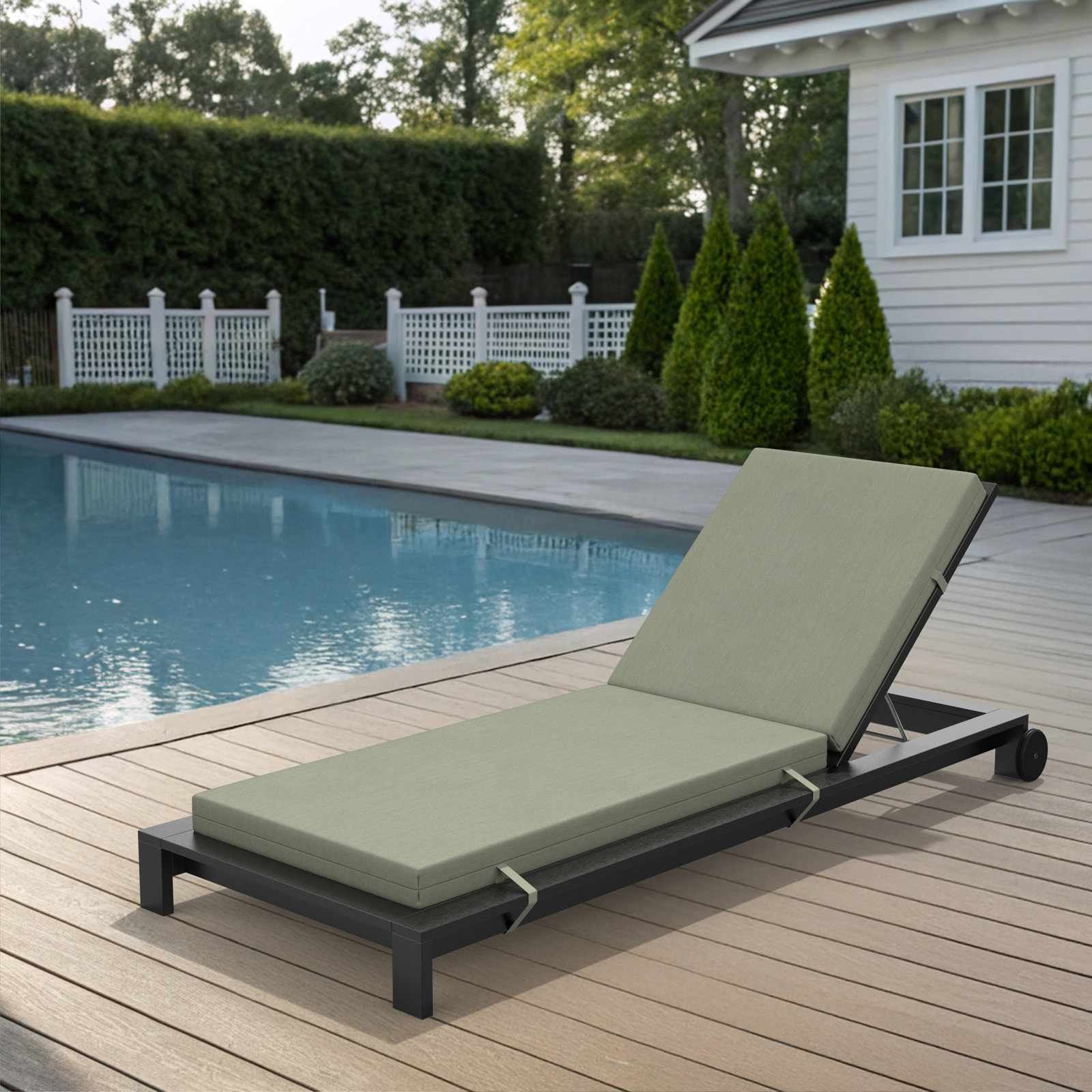 Lani Sunbrella Outdoor Chaise Lounge Cushion, 25" W x 79" D, Sunbrella Play Navy