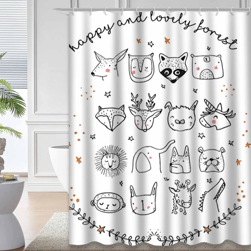Mignon rideau de douche à 12 crochets, L 72 po x l 78 po