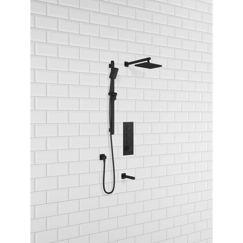 Complete Shower System with Rough in-Valve, Matte Black