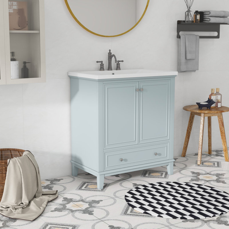 Meuble-lavabo 30 po avec lavabo en céramique, Vert