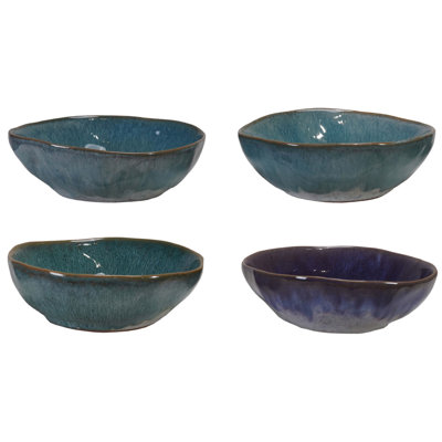 4-Piece Stoneware Bowl With Reactive Glaze