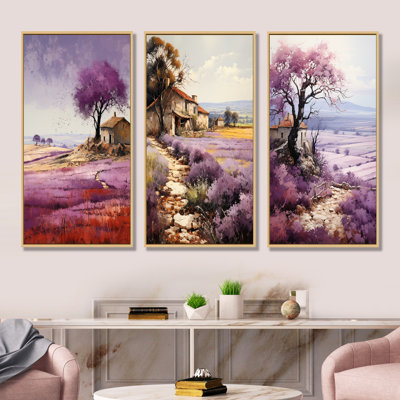 Purple Field In French Riviera - France Canvas Prints Set Of 4