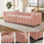 Canapé d'angle modulaire en velours haut de gamme, 212 x 82 x 65,5 cm, rose, mousse haute densité.-111808648