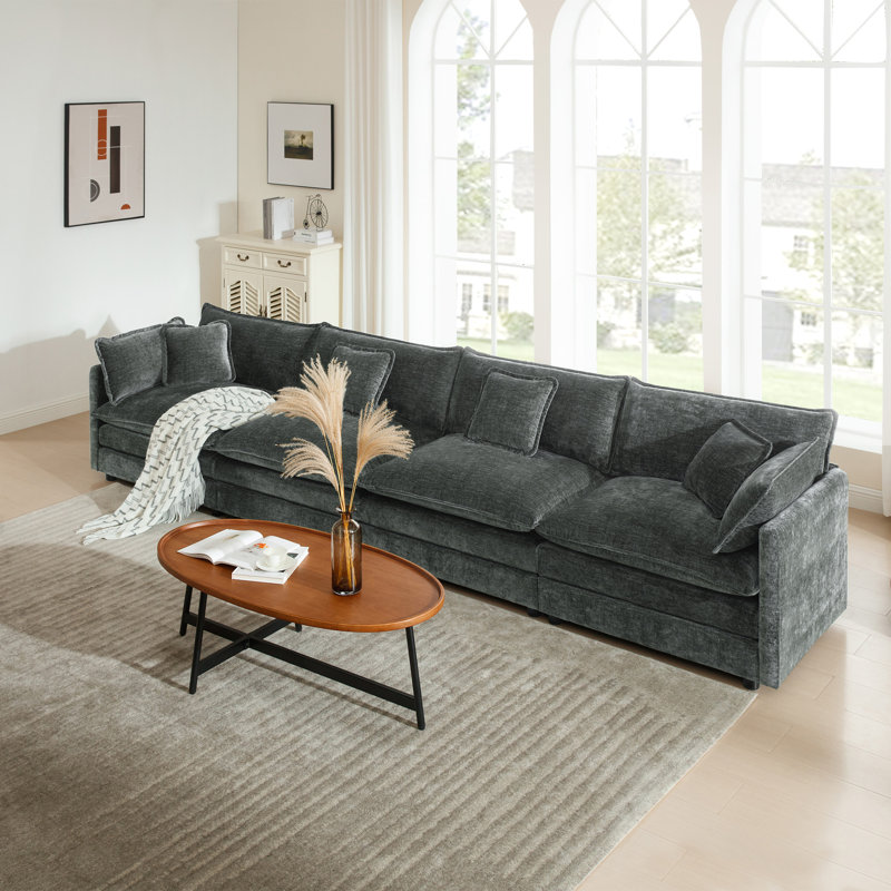 Sofa, 4 Seater Sofa, Chenille Sofa, For Living Room, Gray