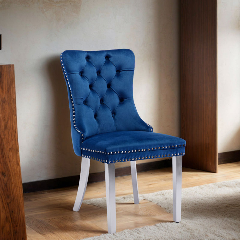 Gigee Dining Chair, Chrome, Blue
