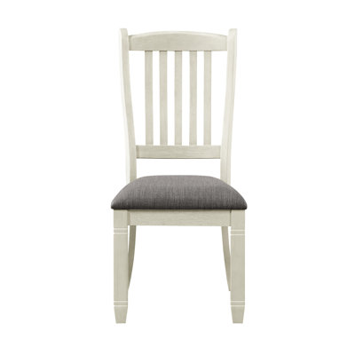 2pc Fabric Upholstered Dining Side Chairs, Antique White, 19.5" Seat Width, Modern White Finish Chairs ( Of 2) - Eating