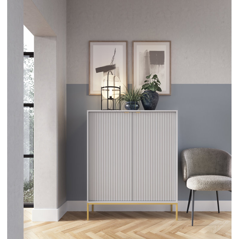 Bernhardine 104cm Sideboard, Light Grey/Golden
