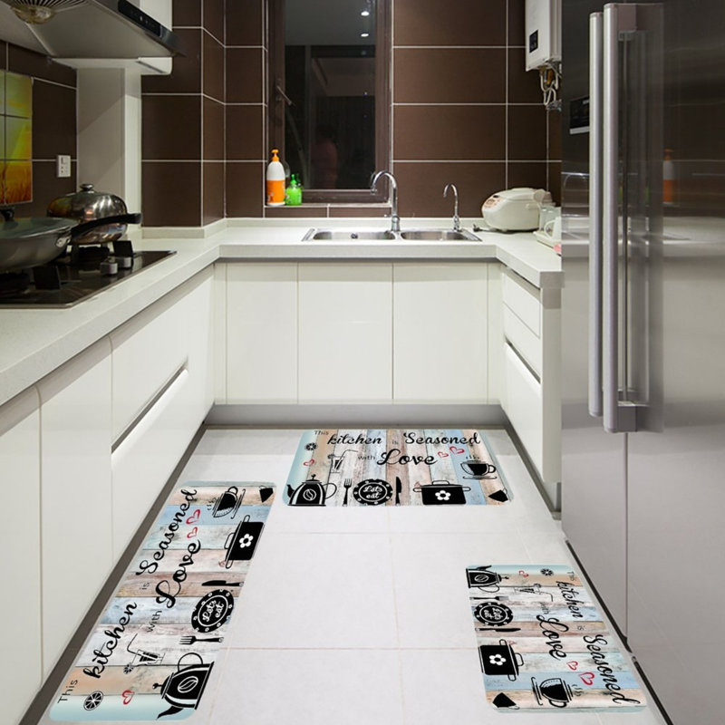 Ensemble de 3 tapis de cuisine Pastel Rainbow Line