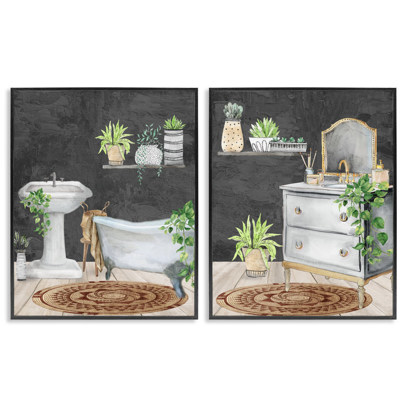 Ensemble de giclée encadrée 2 pièces, par Kim Allen, H 14 po x l 22 po, Giclée encadrée noir minuit