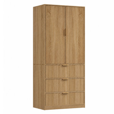 Armoire-penderie autoportante en bois avec miroir et 3 tiroirs l 70,9 po x l 29,9 po
