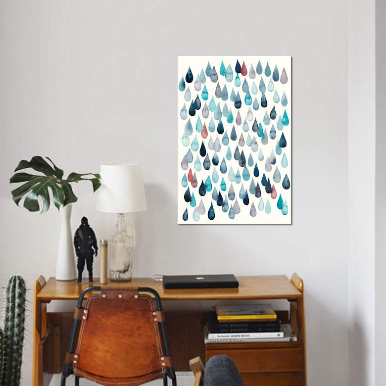« aquarelle gouttes ii », reproduction sur toile tendue, H 18 po x l 12 po x P 1,5 po, Toile tendue, Pas de tapis