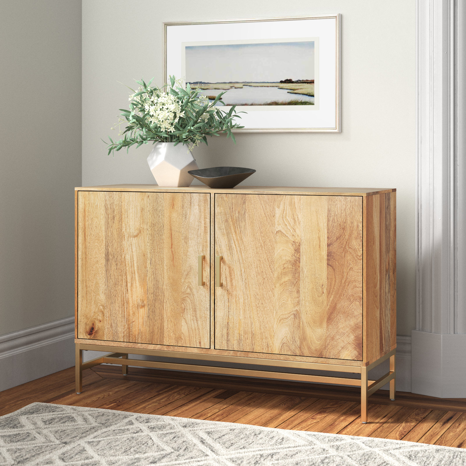 Soleil Mango Wood Accent Cabinet, Natural