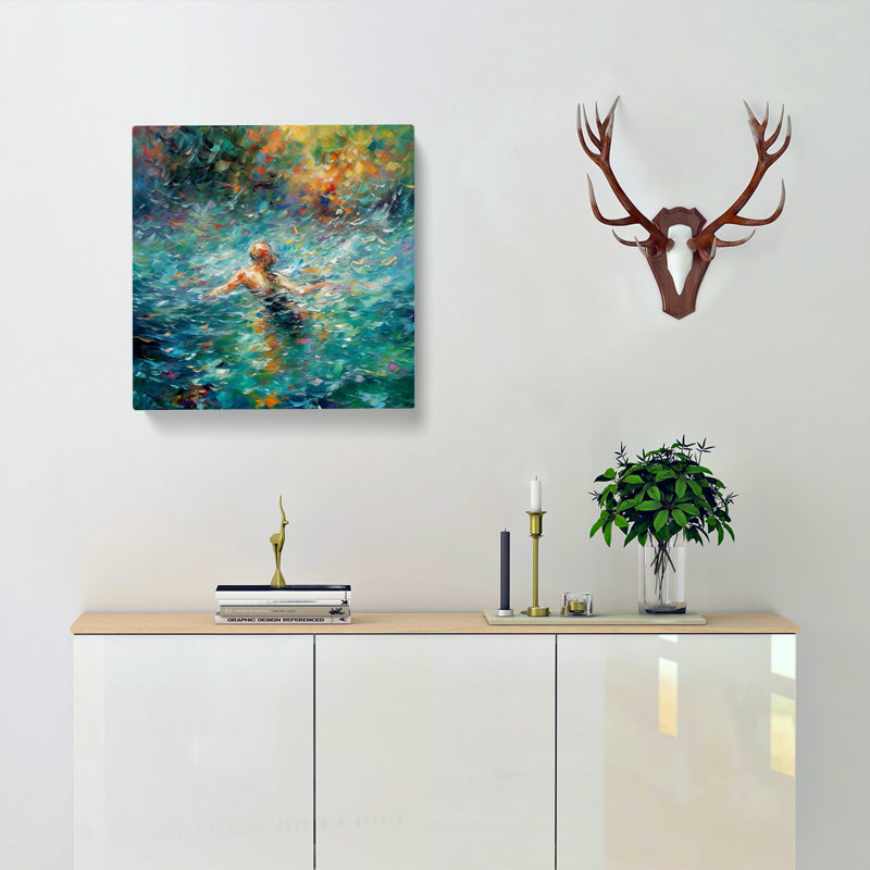Swimming Impressionism - Wrapped Canvas, 35cm H x 35cm W x 3cm D
