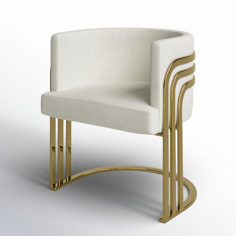 Fauteuil demi-tonneau 25 po, Doré, Crème, crème