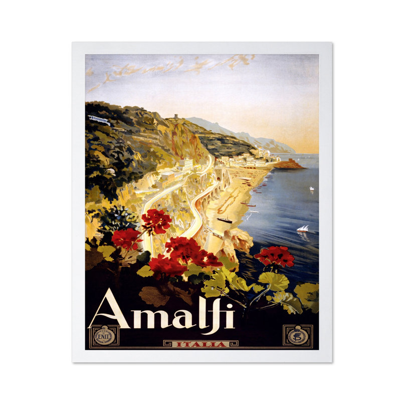 Côte d'Amalfi, Affiche, Encadrement blanc, H 08 po x l 10 po