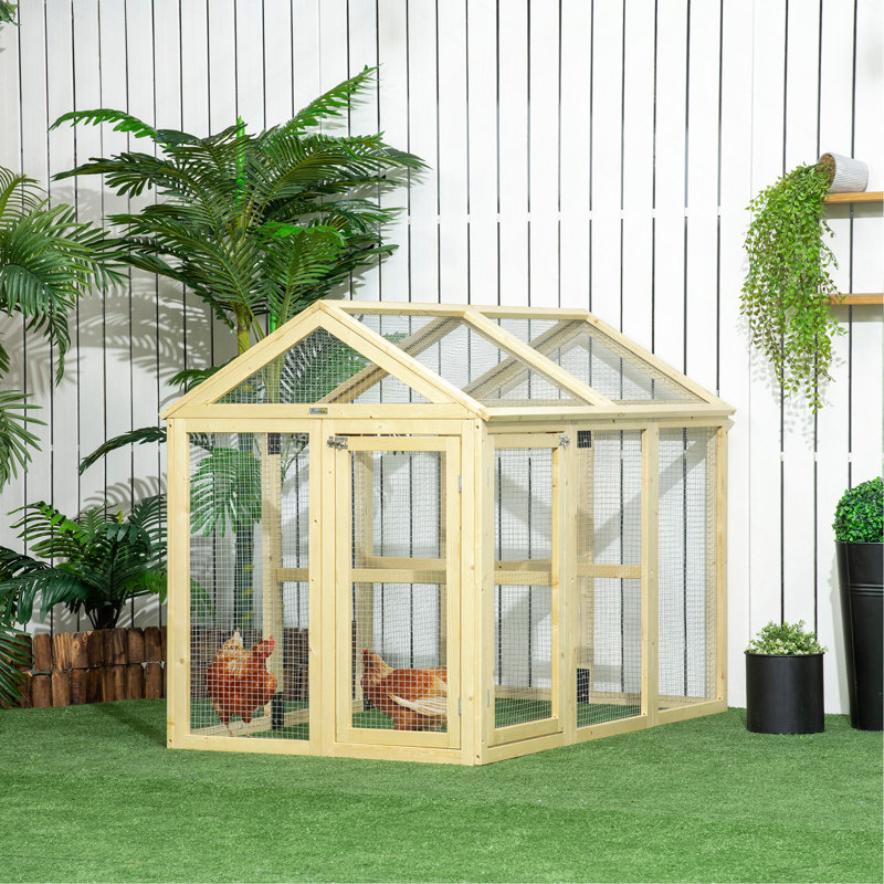 Poulailler, grand poulailler en bois, conception combinable avec perchoirs et portes pour l'extérieur, la cour, la ferme, 4,6 pi x 2,8 pi, bois naturel