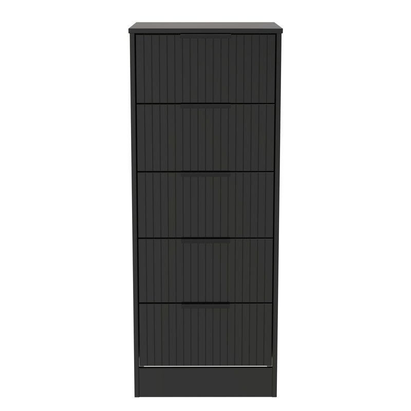 Atsumi 45cm W Manufactured Wood Bedside Table, Deep Black/Black Matt