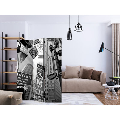 Glodine 135 cm W x 172 cm H 3 - Panel Solid Wood Folding Room Divider