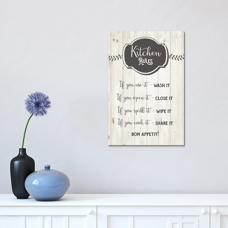Kitchen Rules by Amanda Murray - Print on Canvas, 45.72cm H x 30.48cm W x 1.91cm D, Wrapped Canvas
