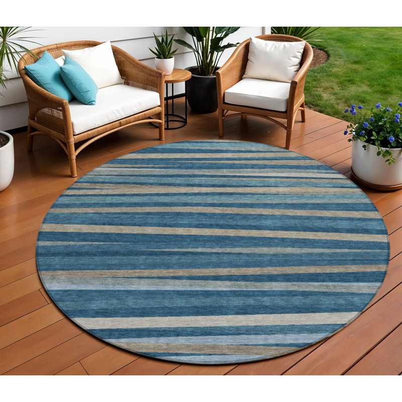 Tapis intérieur lavable rayé 8 po Denim