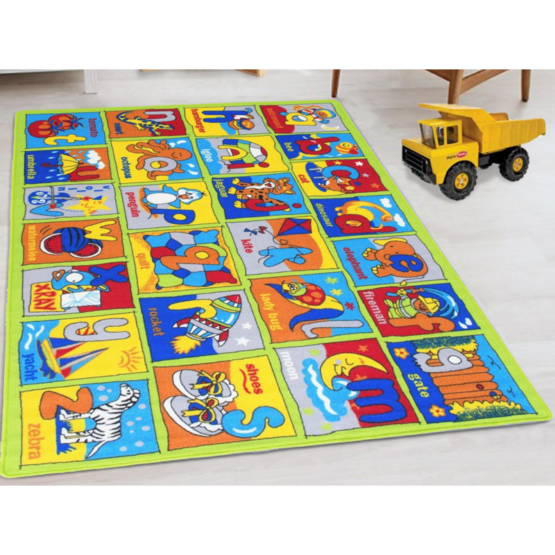 Tapis bleu / orange / rouge Abarca, Rectangle 7 pi 3 po x 10 pi 2 po